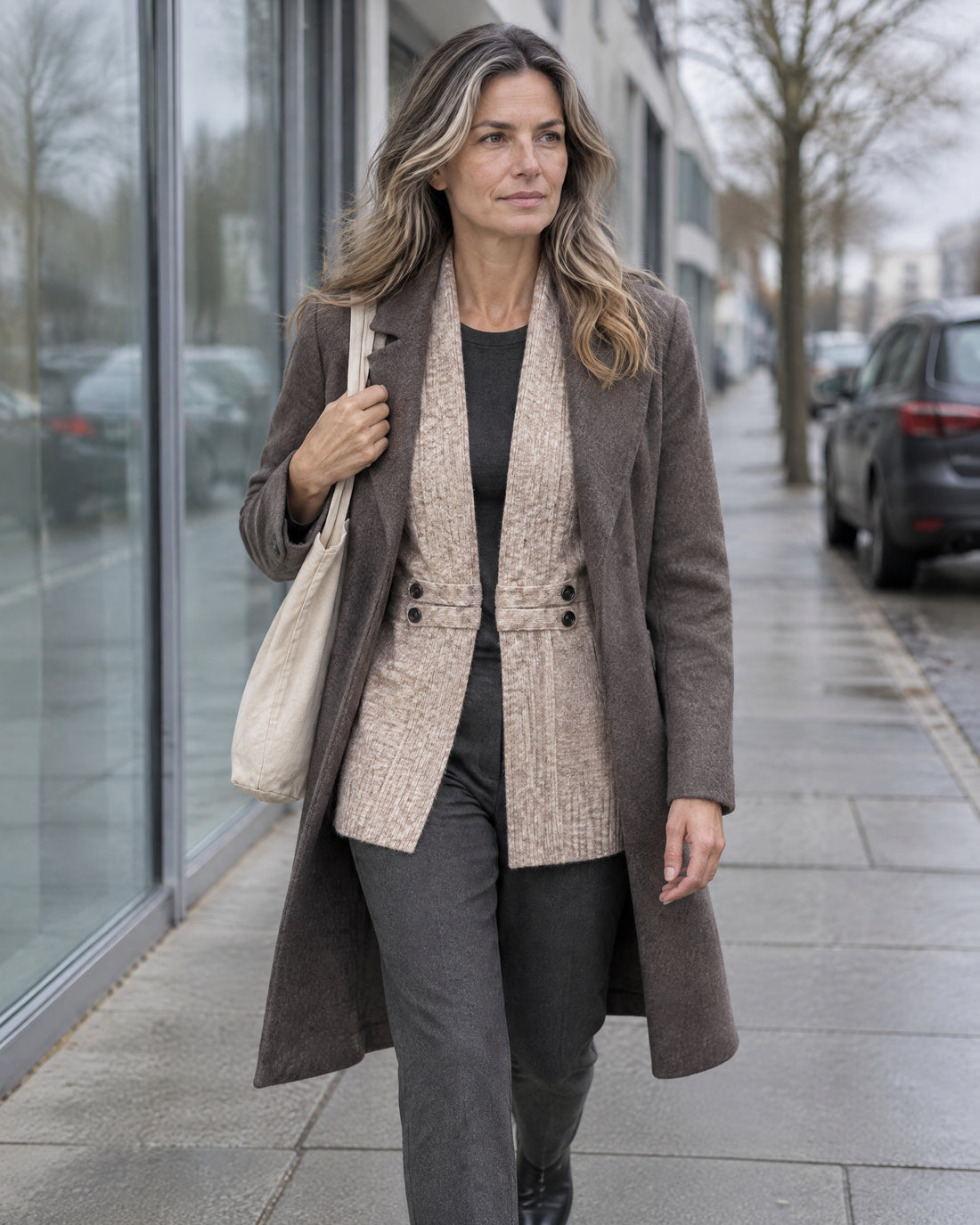 Button-Tab Open Front Cardigan