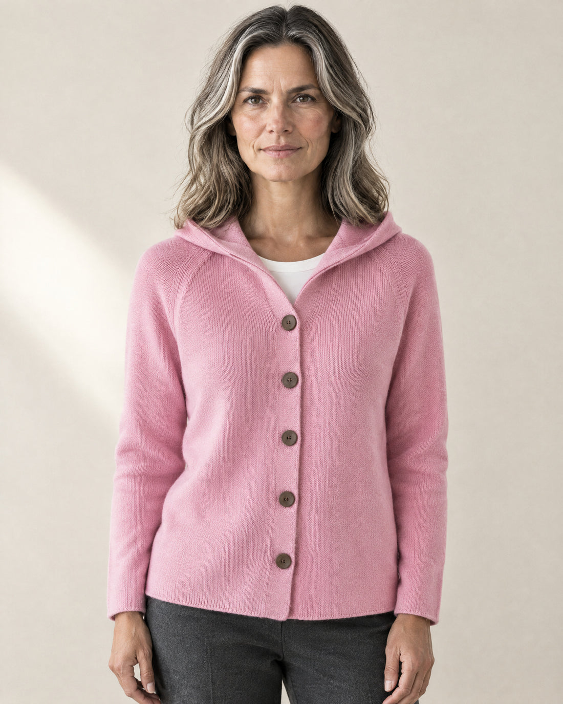 Fine Knit Hooded Cardigan