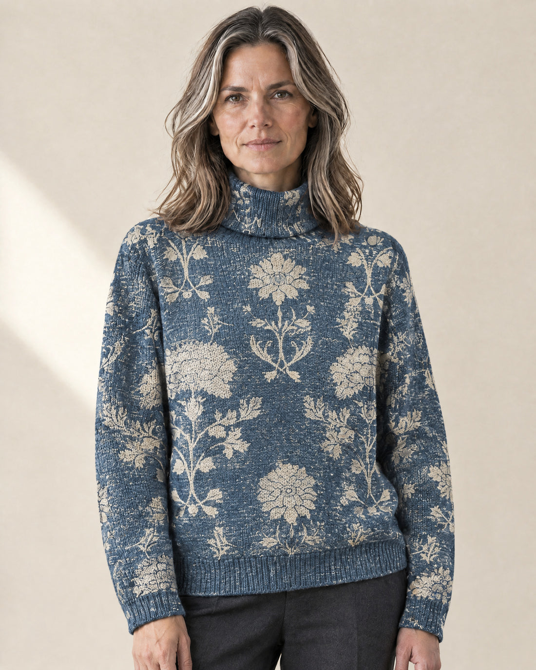 Floral Pattern Roll Neck Jumper