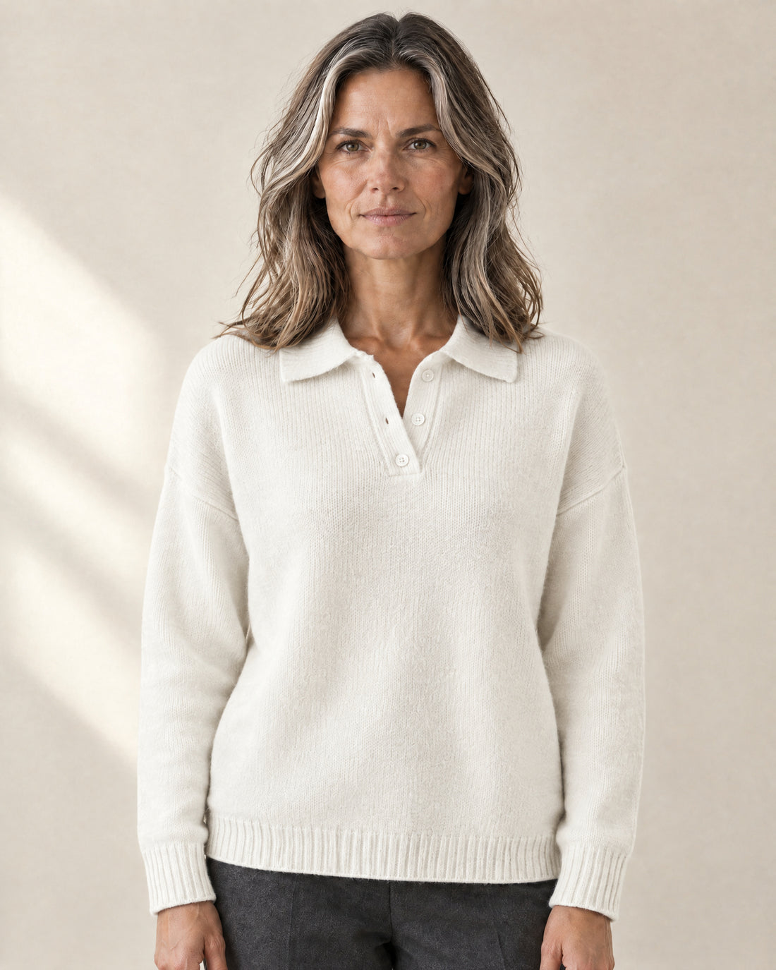 Brushed Knit Polo Jumper