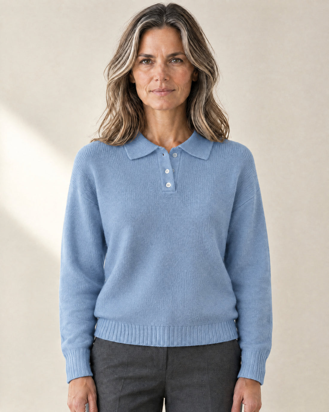 Soft-Knit Polo Collar Jumper