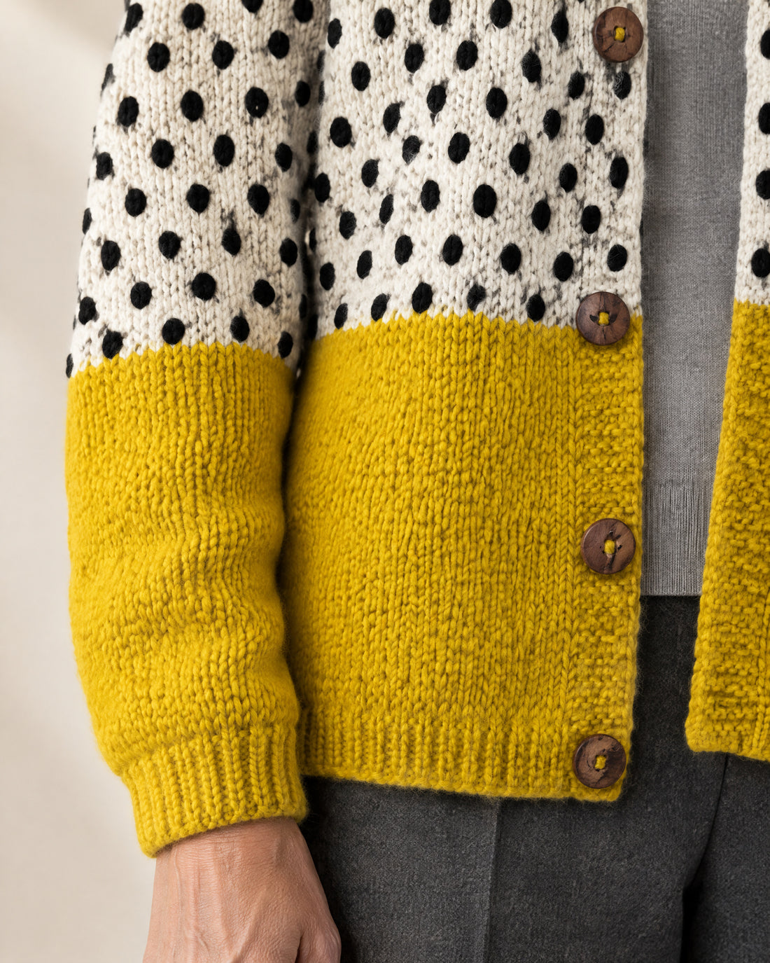 Polka Dot Colour-Block Cardigan