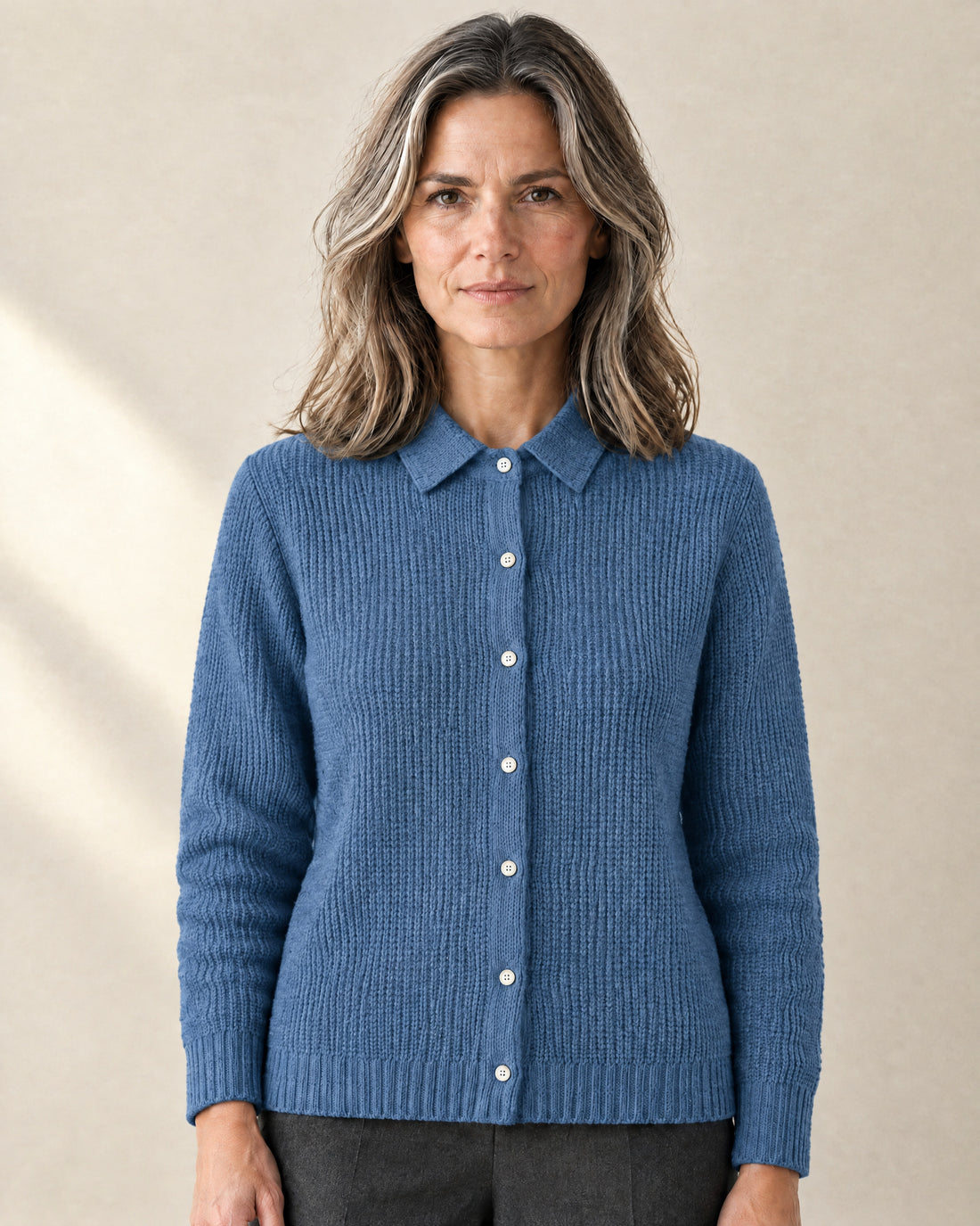 Textured Knit Button-Through Cardigan