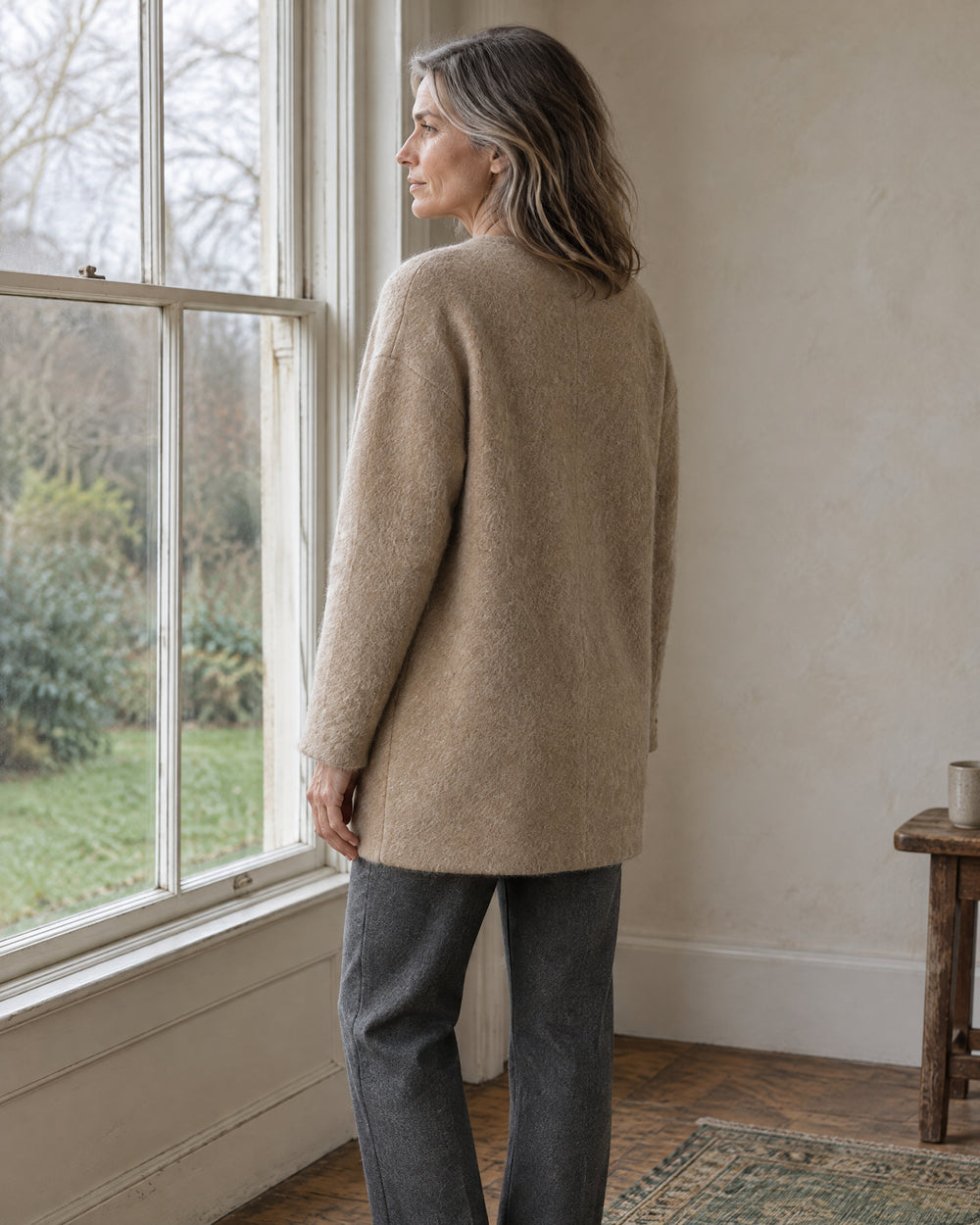 Brushed Longline Cardigan, worn at home