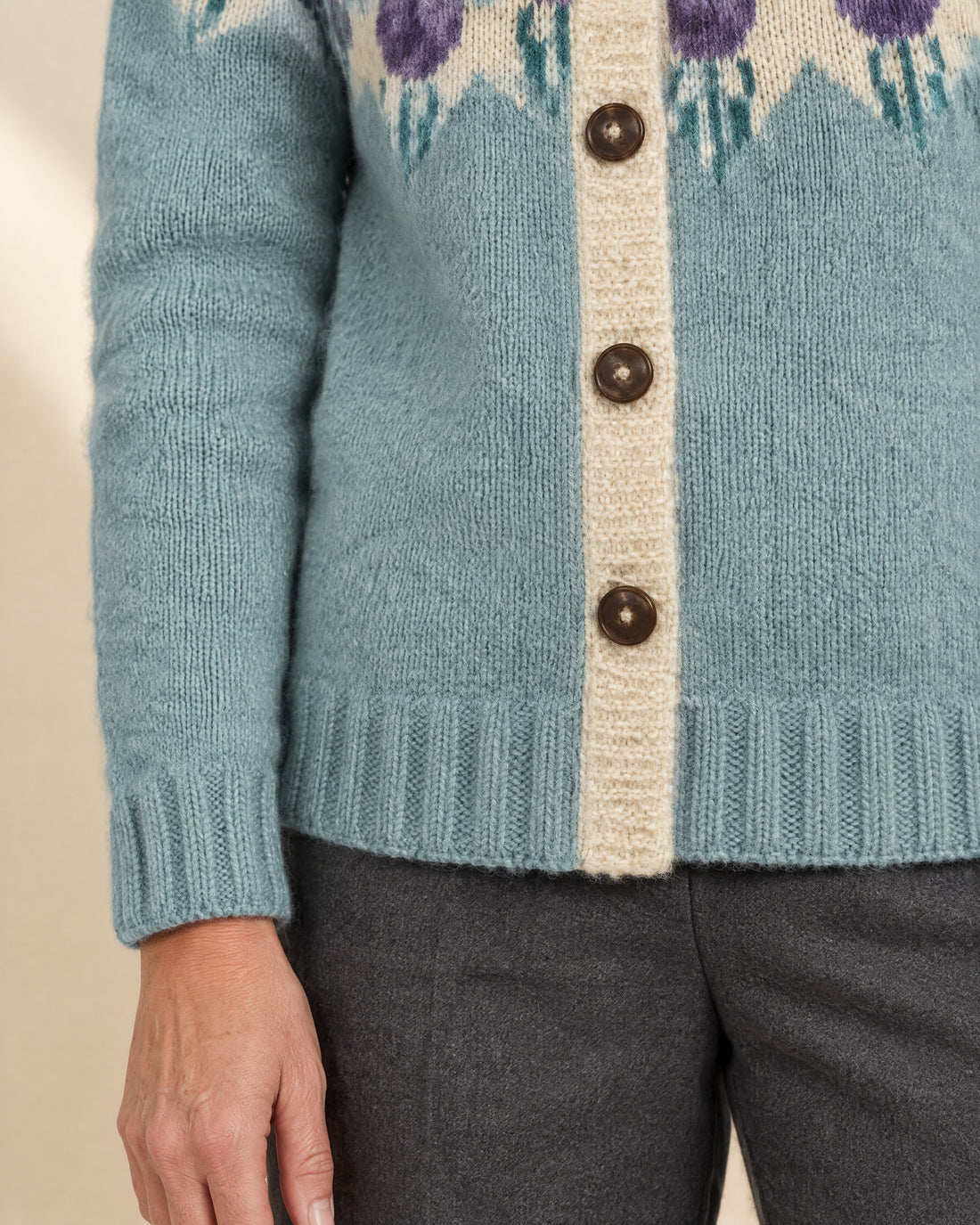 Floral Yoke Button Cardigan