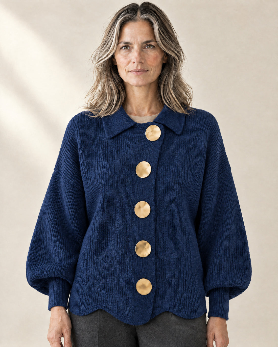 Statement Button Collared Cardigan