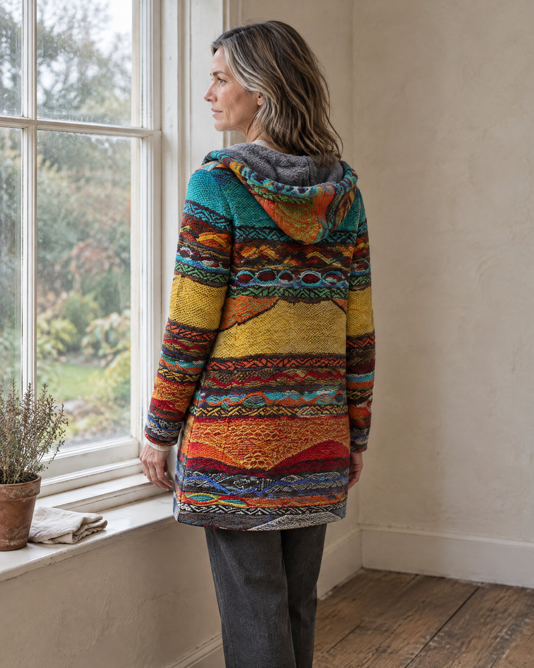 Colour Block Zip Hooded Cardigan