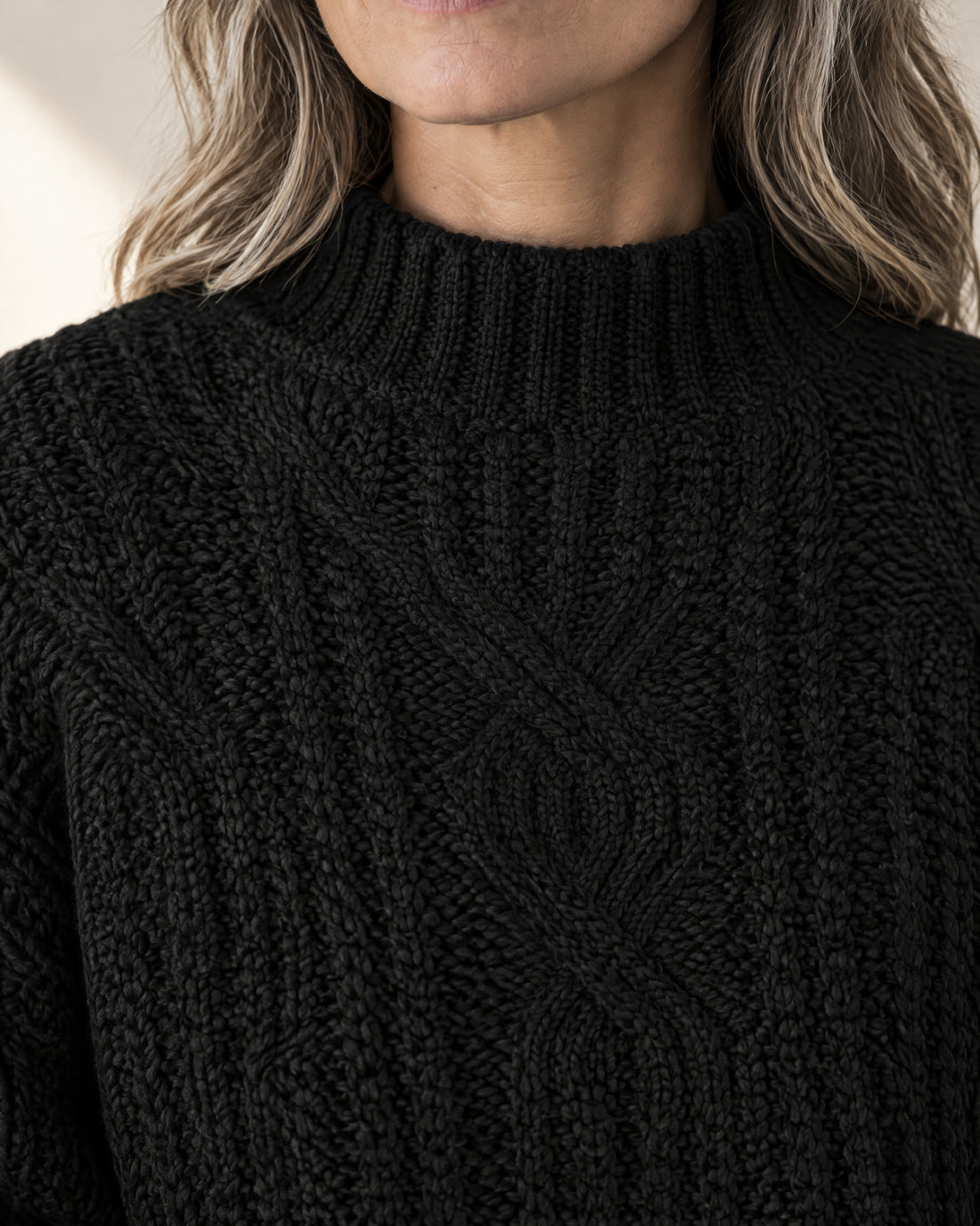 Chunky Cable Knit Mock Neck Jumper