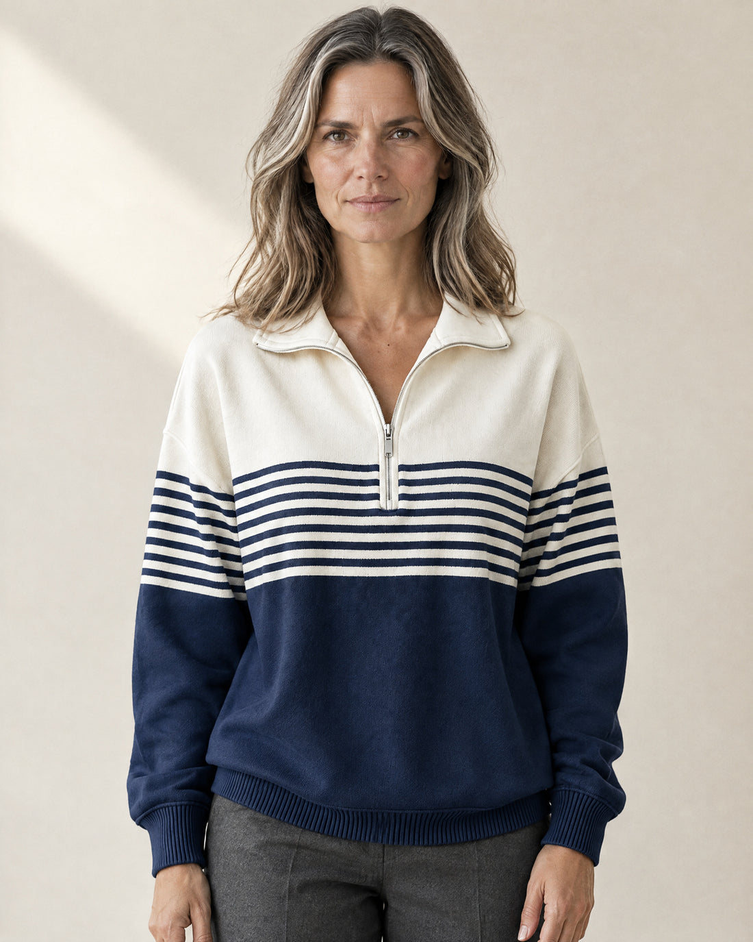 Striped Quarter-Zip Jumper