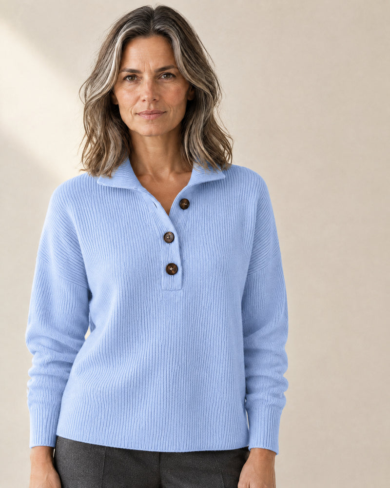 Ribbed Polo Collar Jumper