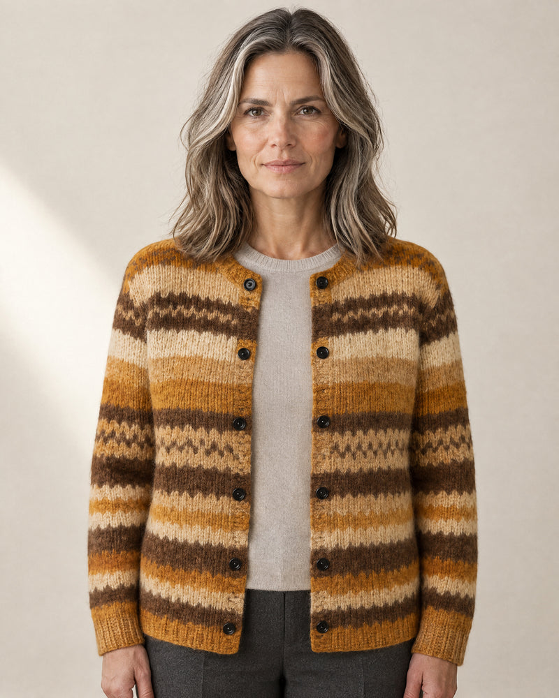 Tonal Stripe Crew Neck Cardigan