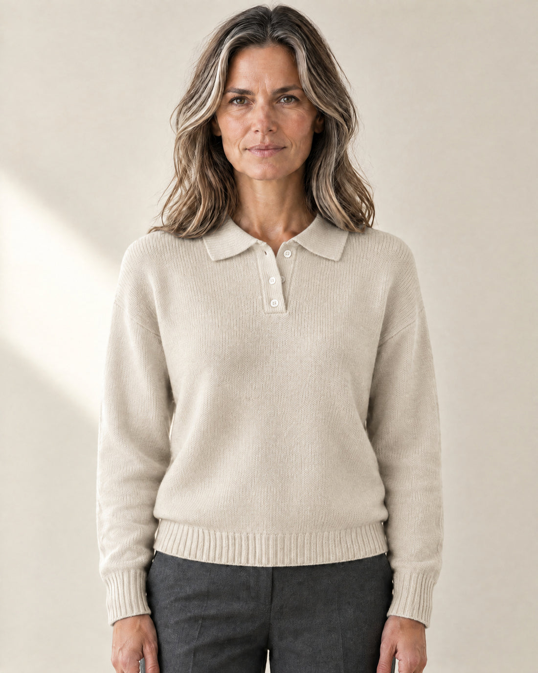 Soft-Knit Polo Collar Jumper