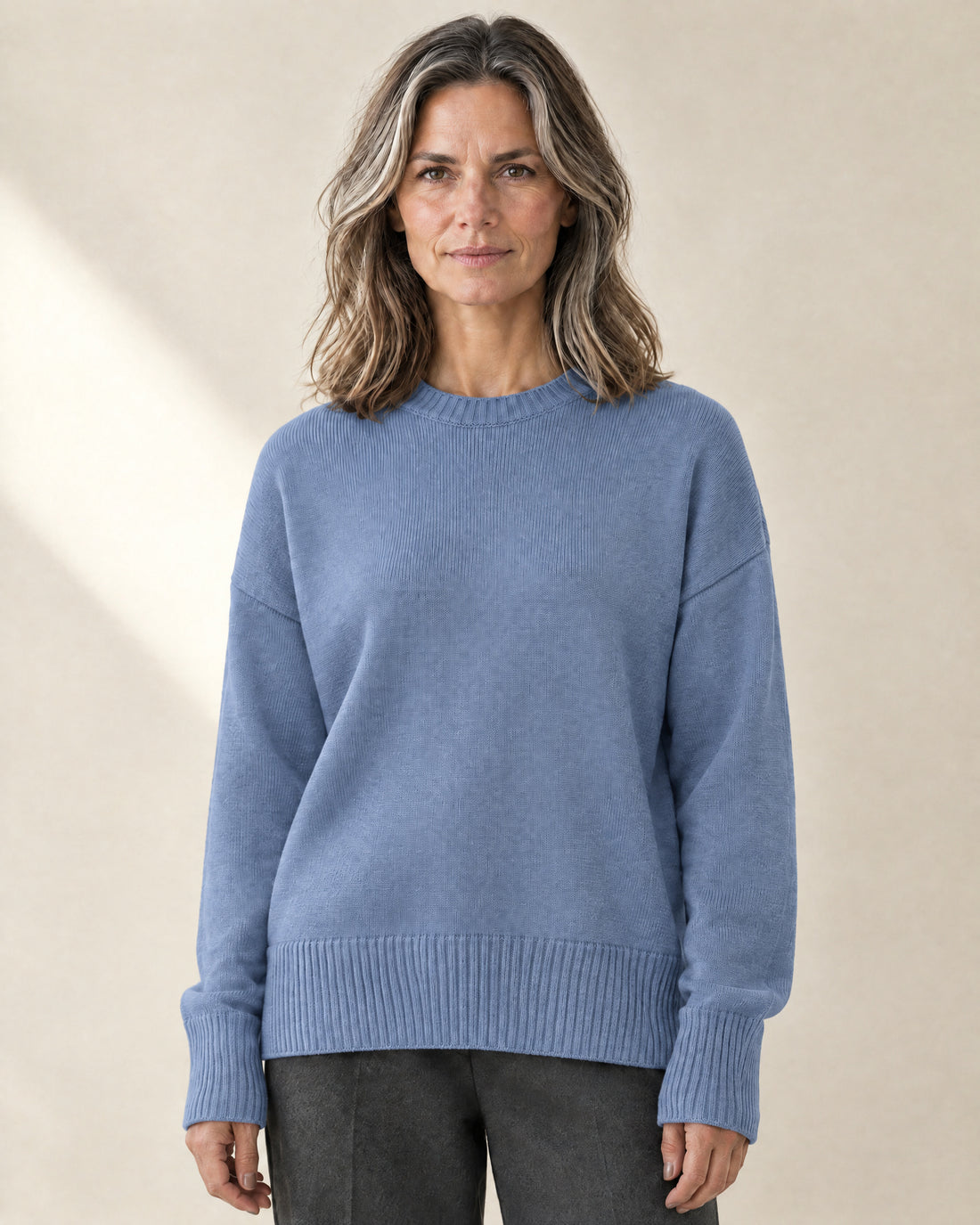 Drop-Shoulder Crew Neck Jumper