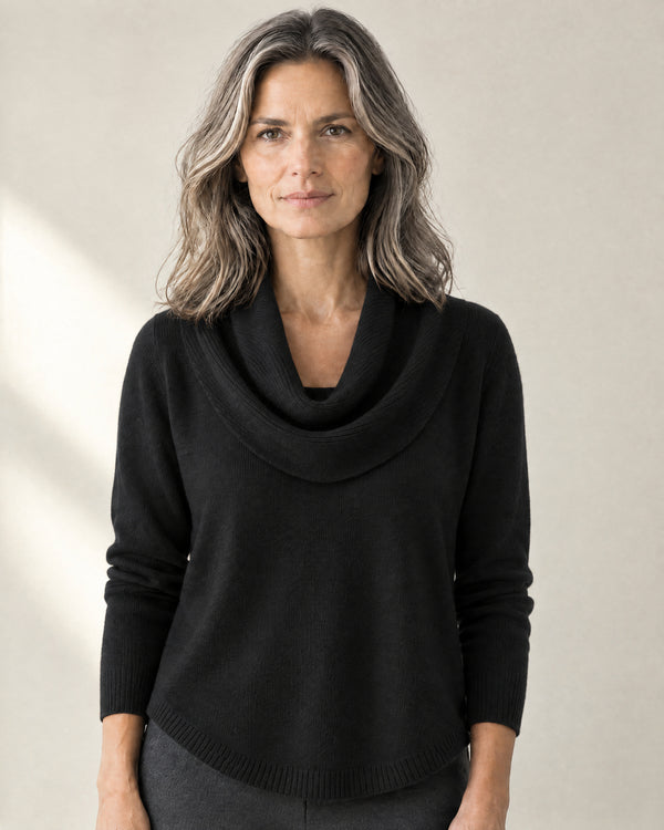 Cowl Neck Jumper in Black