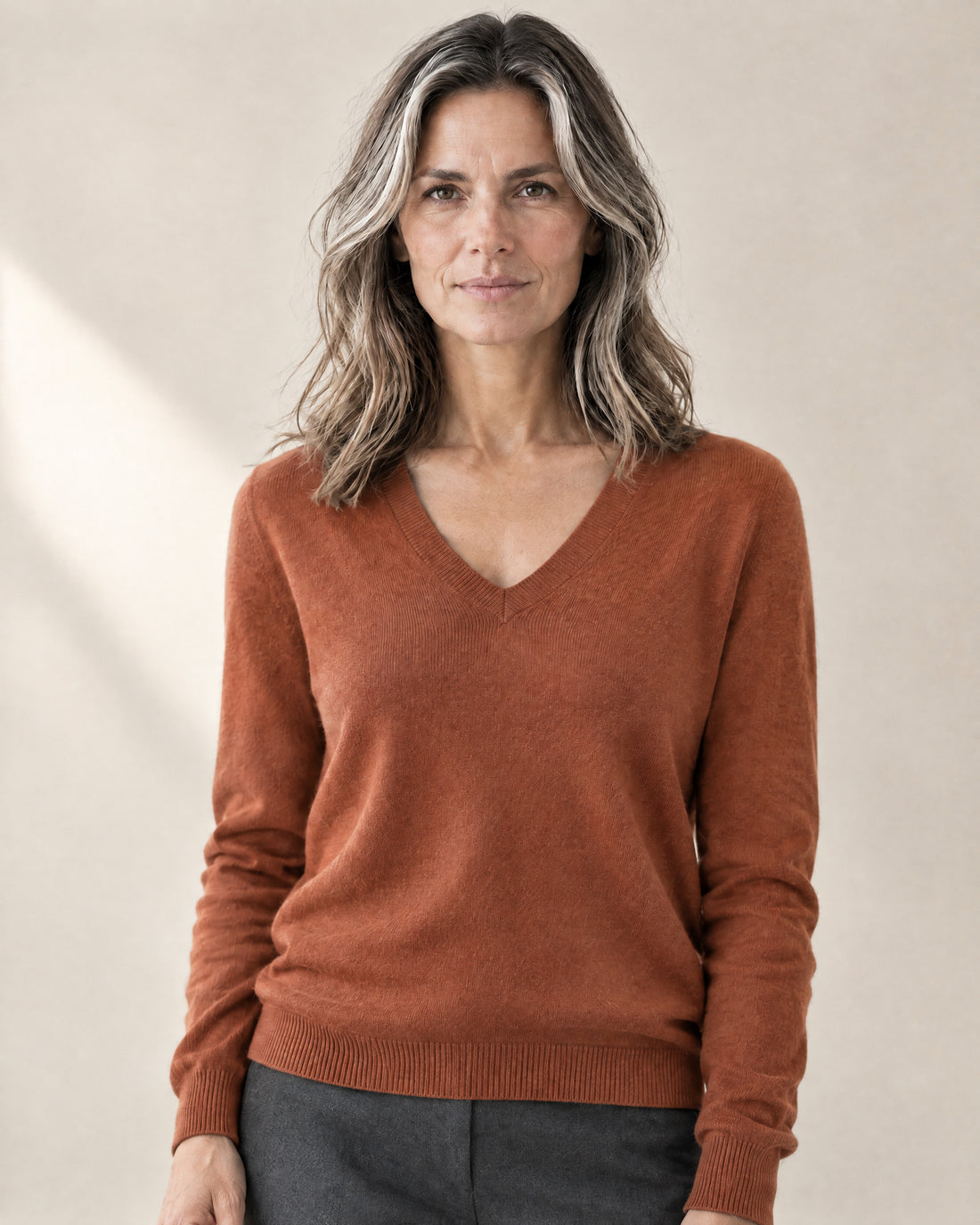 Fine-Knit V-Neck Jumper