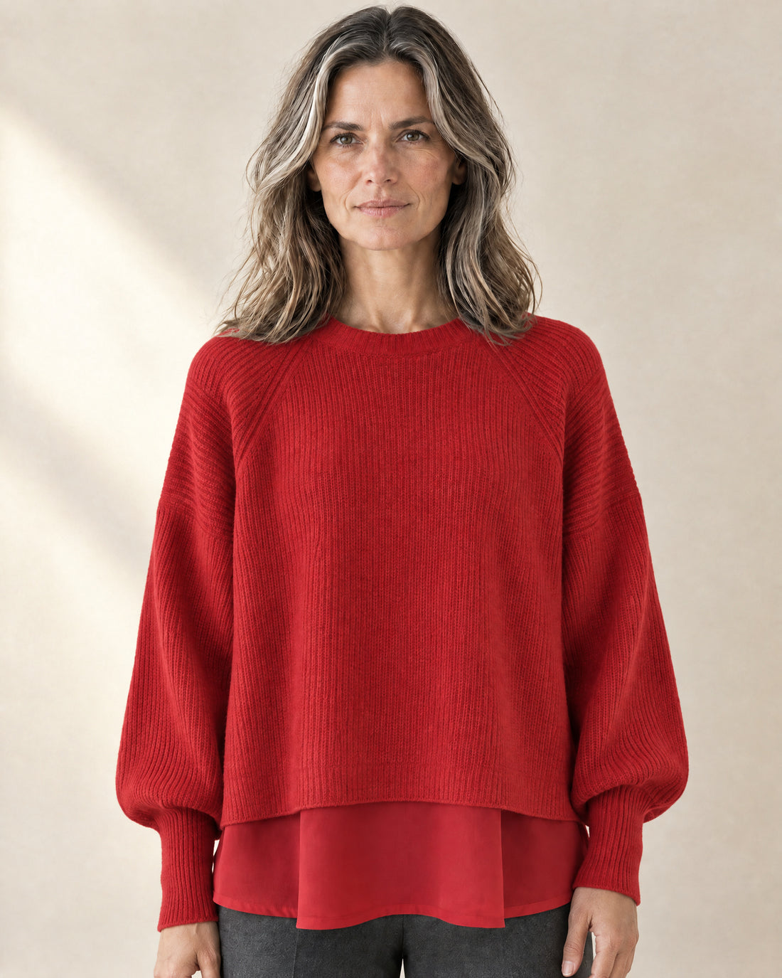 Shirt-Hem Layered Jumper