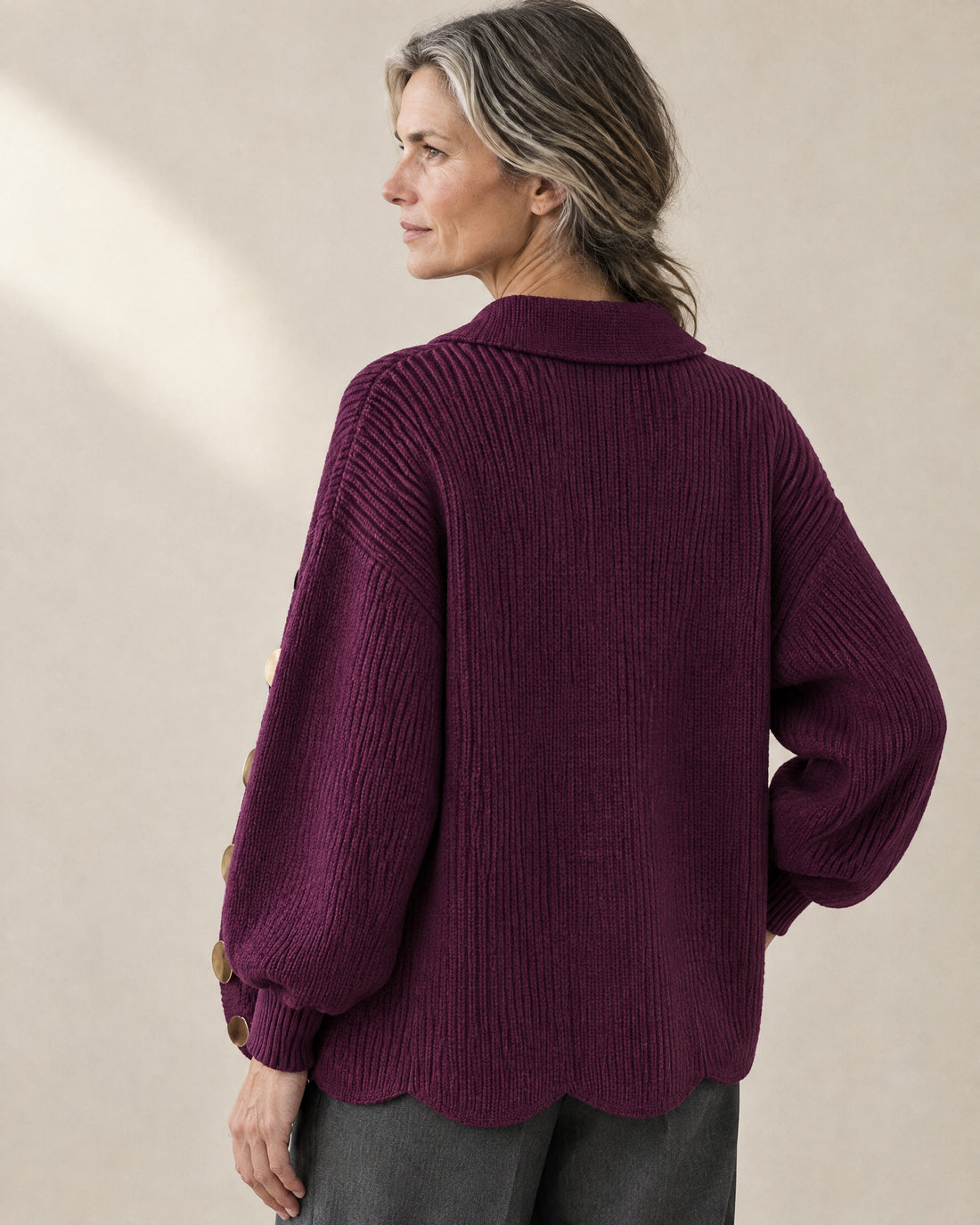 Statement Button Collared Cardigan