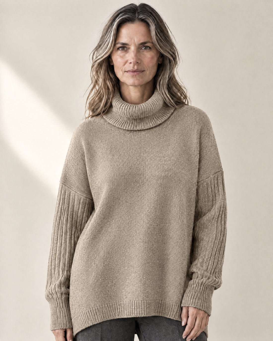 Oversized Longline Roll Neck Jumper