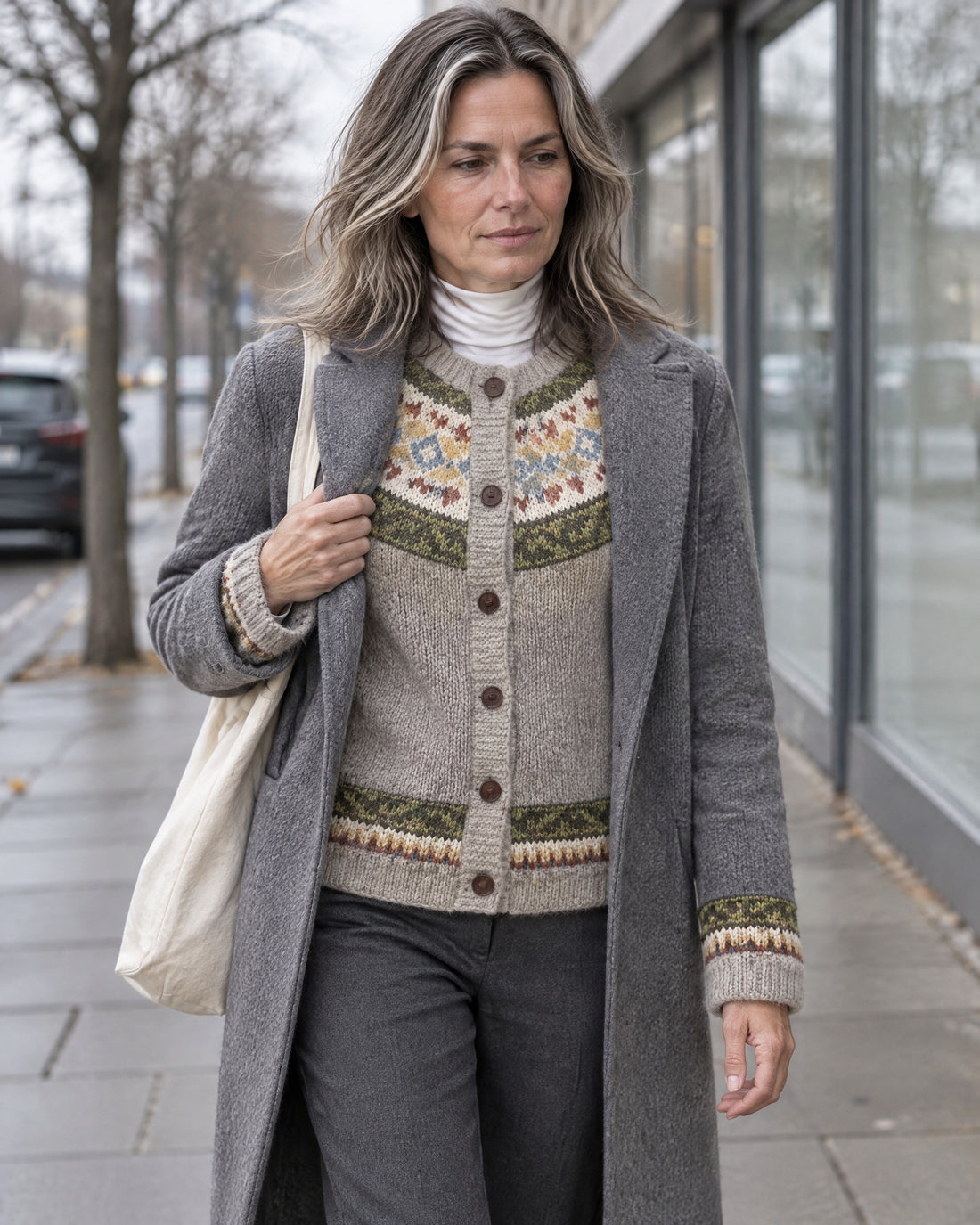 Snowflake Fair Isle Yoke Cardigan