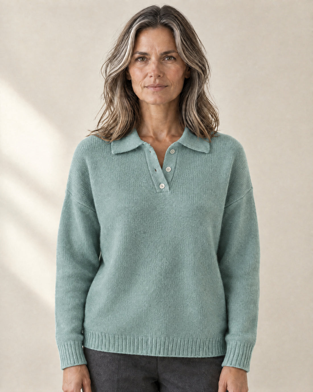 Brushed Knit Polo Jumper