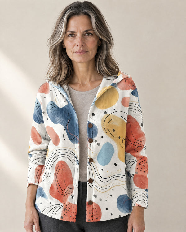 Patterned Hooded Cardigan in Purple