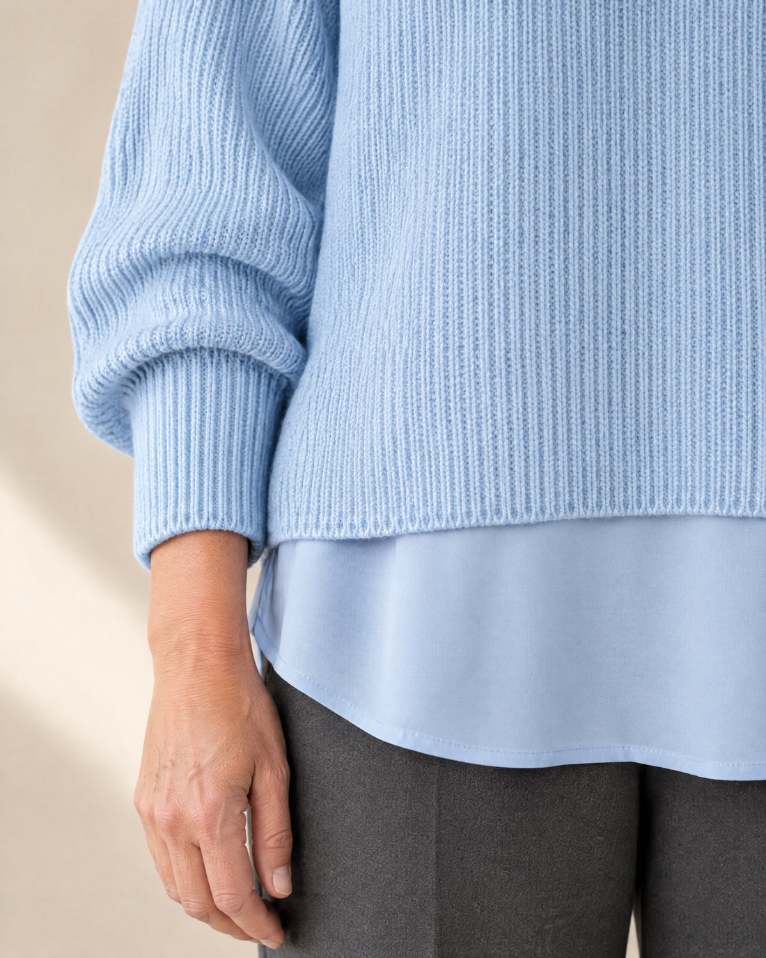 Layered Hem Ribbed Jumper