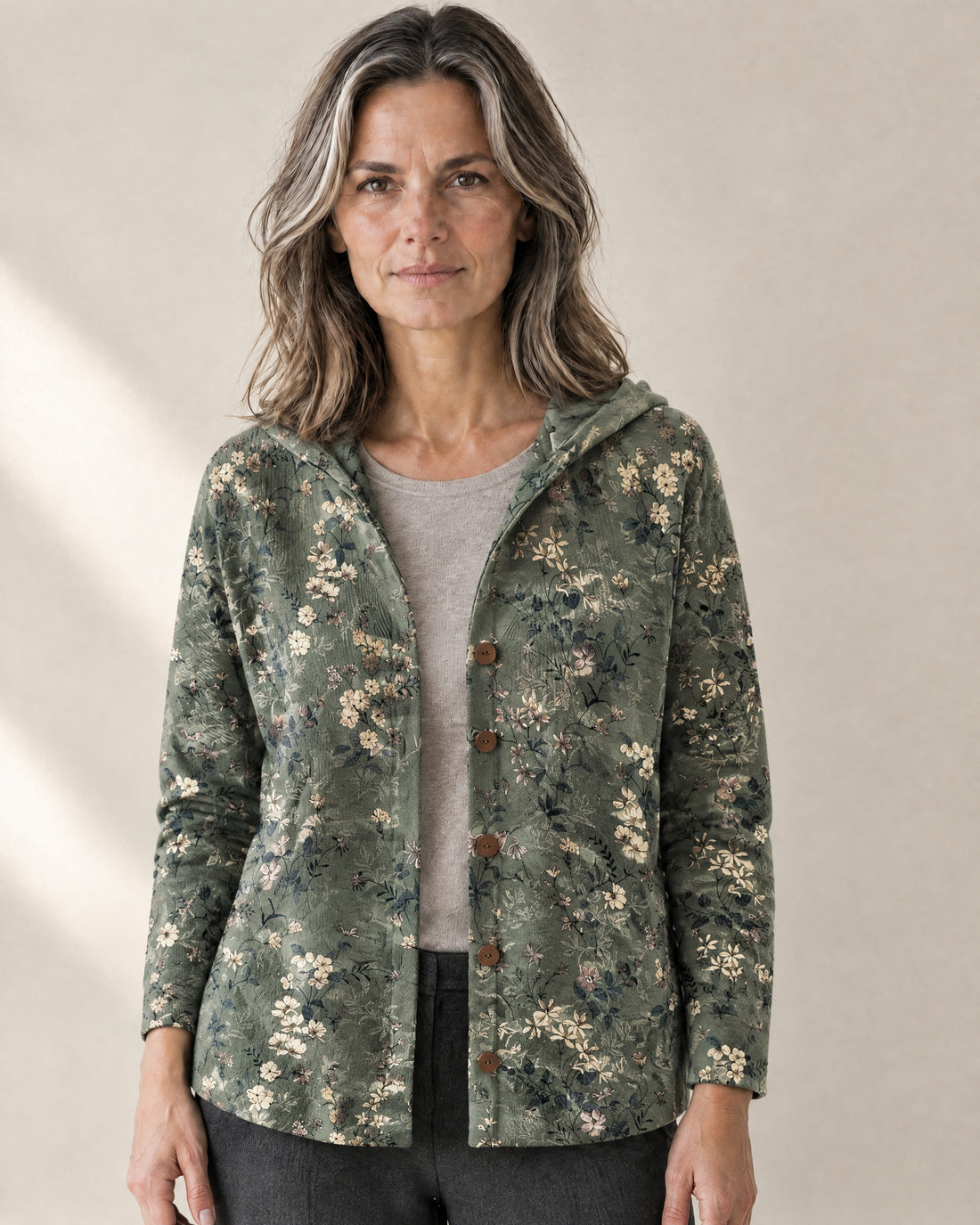 Patterned Hooded Cardigan