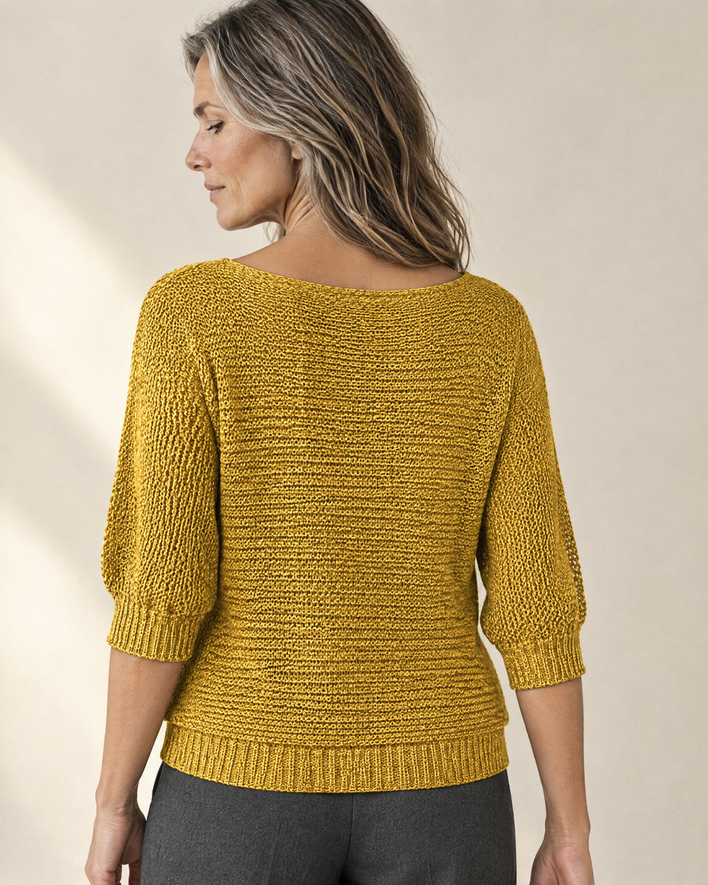 Three-Quarter Sleeve Jumper, back view, worn