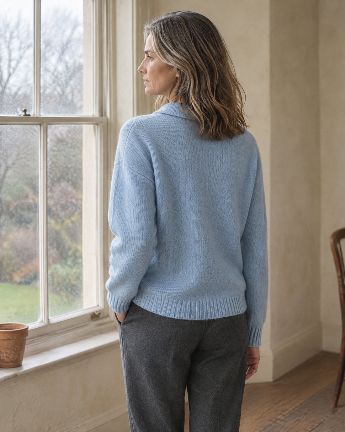 Brushed Knit Polo Jumper
