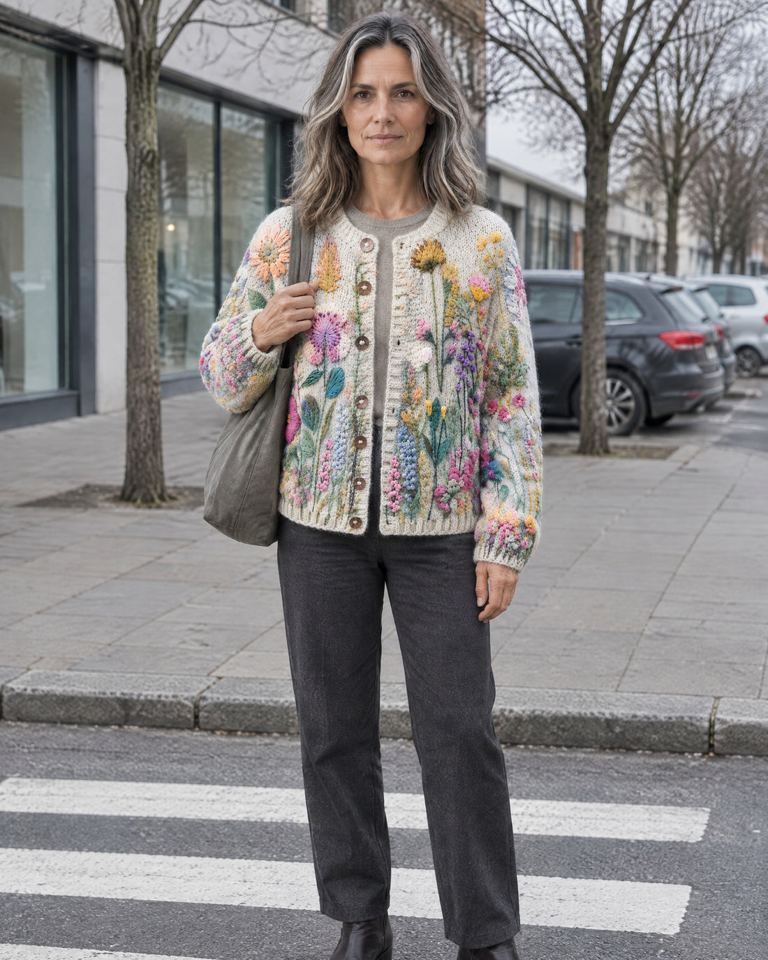 Wildflower Motif Button Cardigan