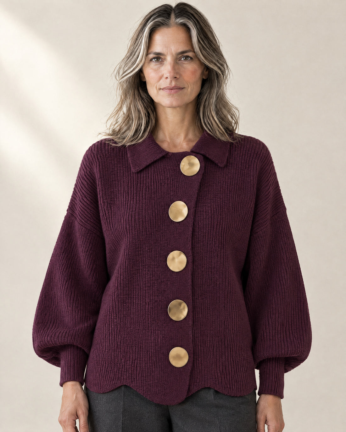 Statement Button Collared Cardigan