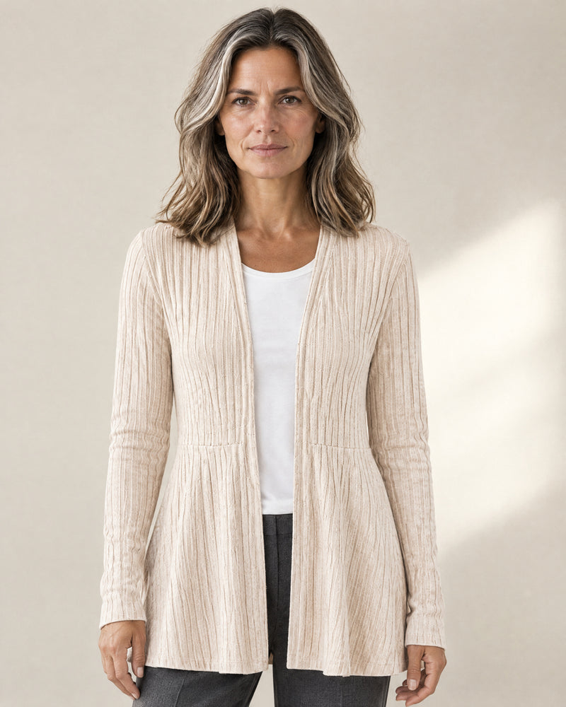 Ribbed Open-Front Longline Cardigan
