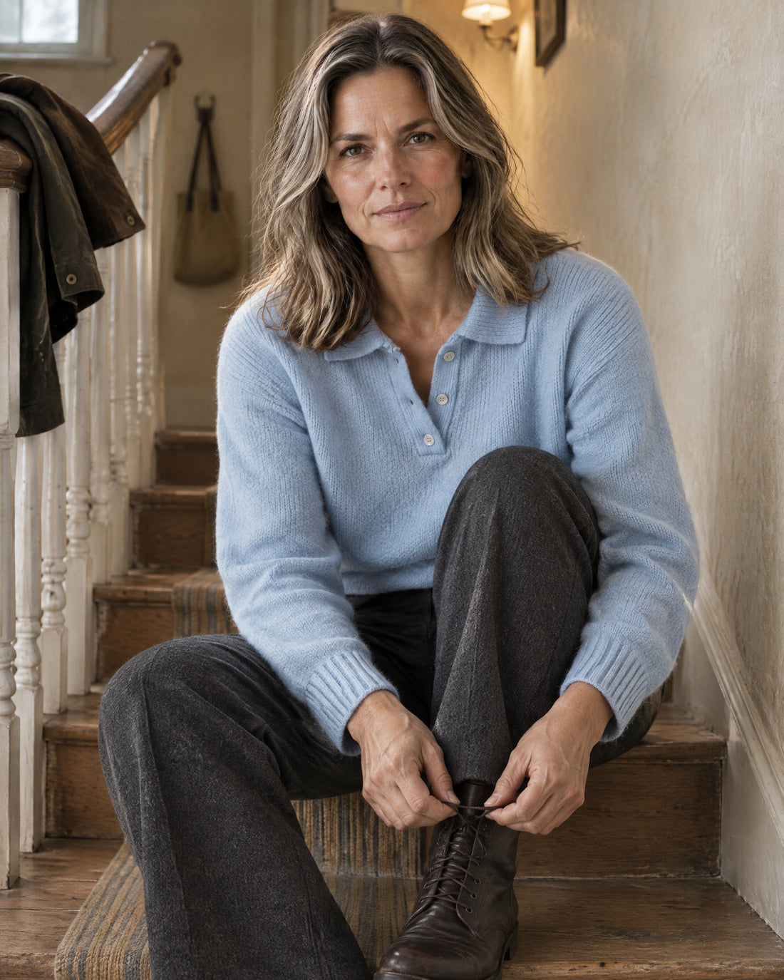 Soft-Knit Polo Collar Jumper