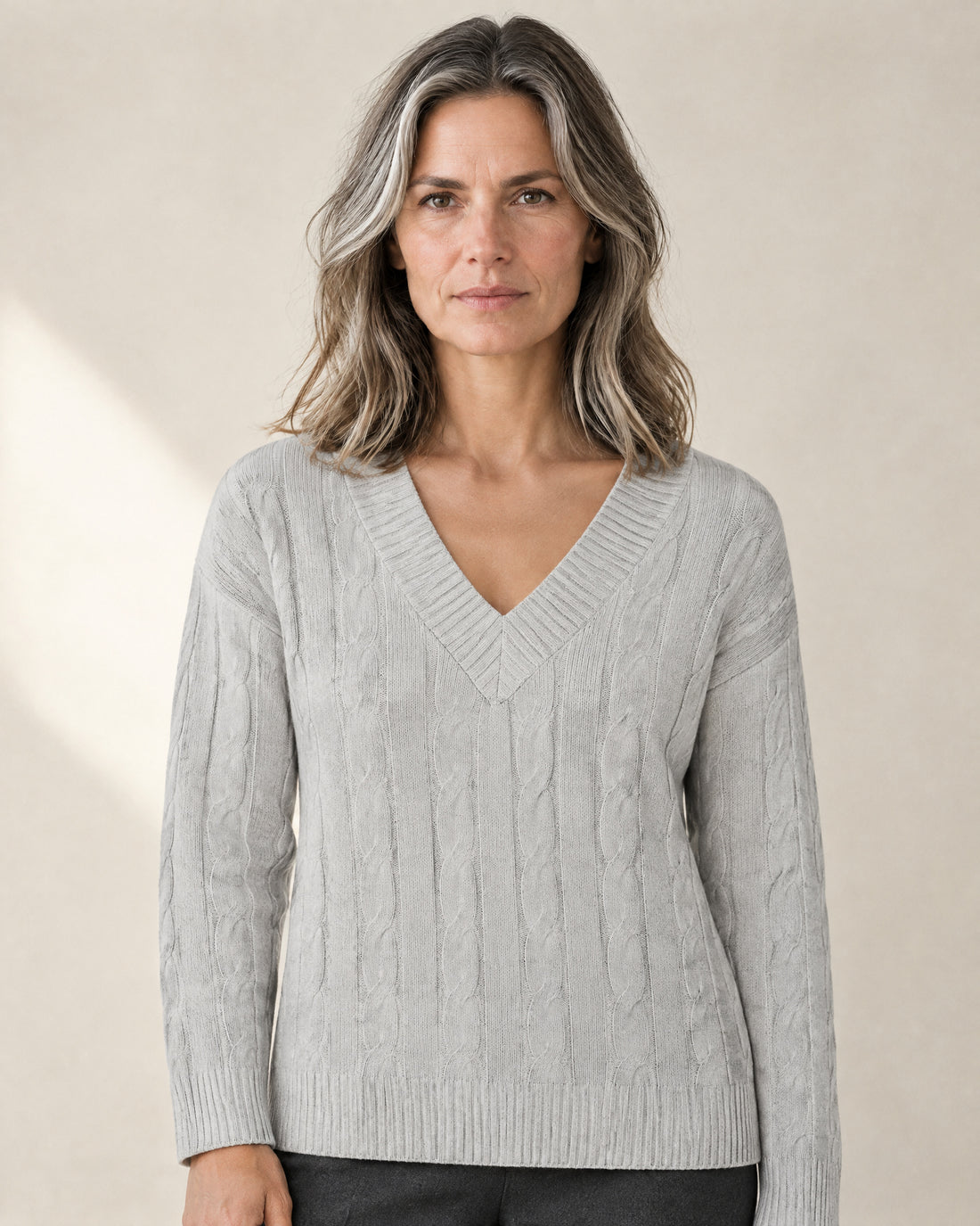 V-Neck Cable Knit Jumper