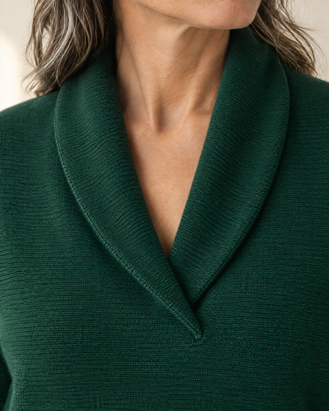 Shawl Collar V-Neck Jumper