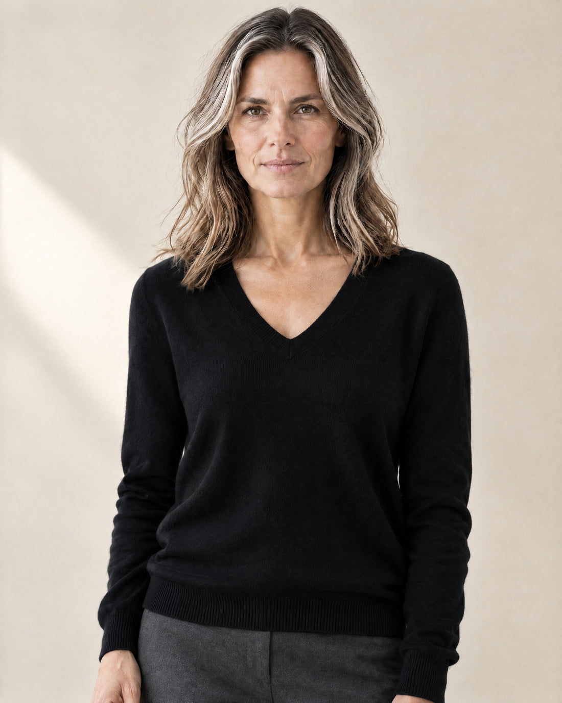 Fine-Knit V-Neck Jumper