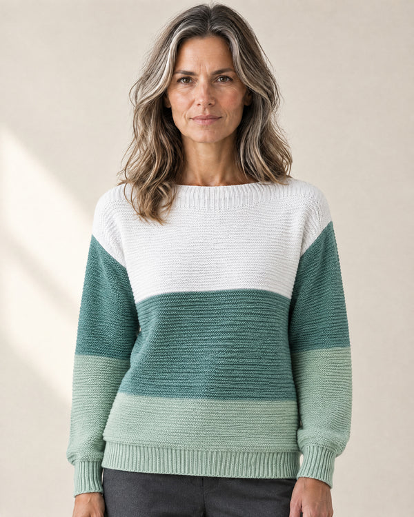 Colour-Block Patchwork Jumper in Green