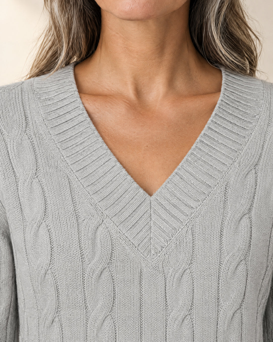 V-Neck Cable Knit Jumper