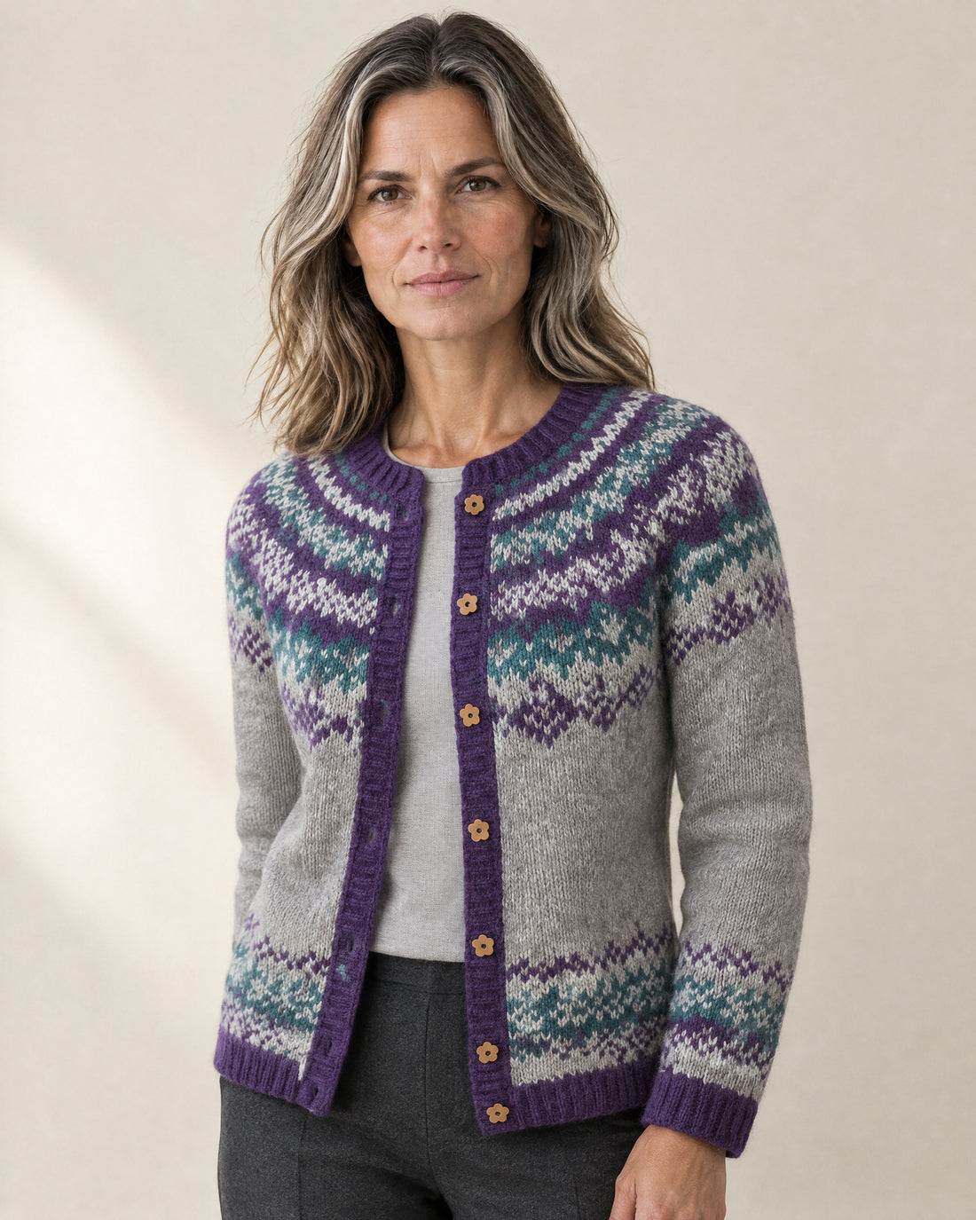 Chevron Fair Isle Yoke Cardigan
