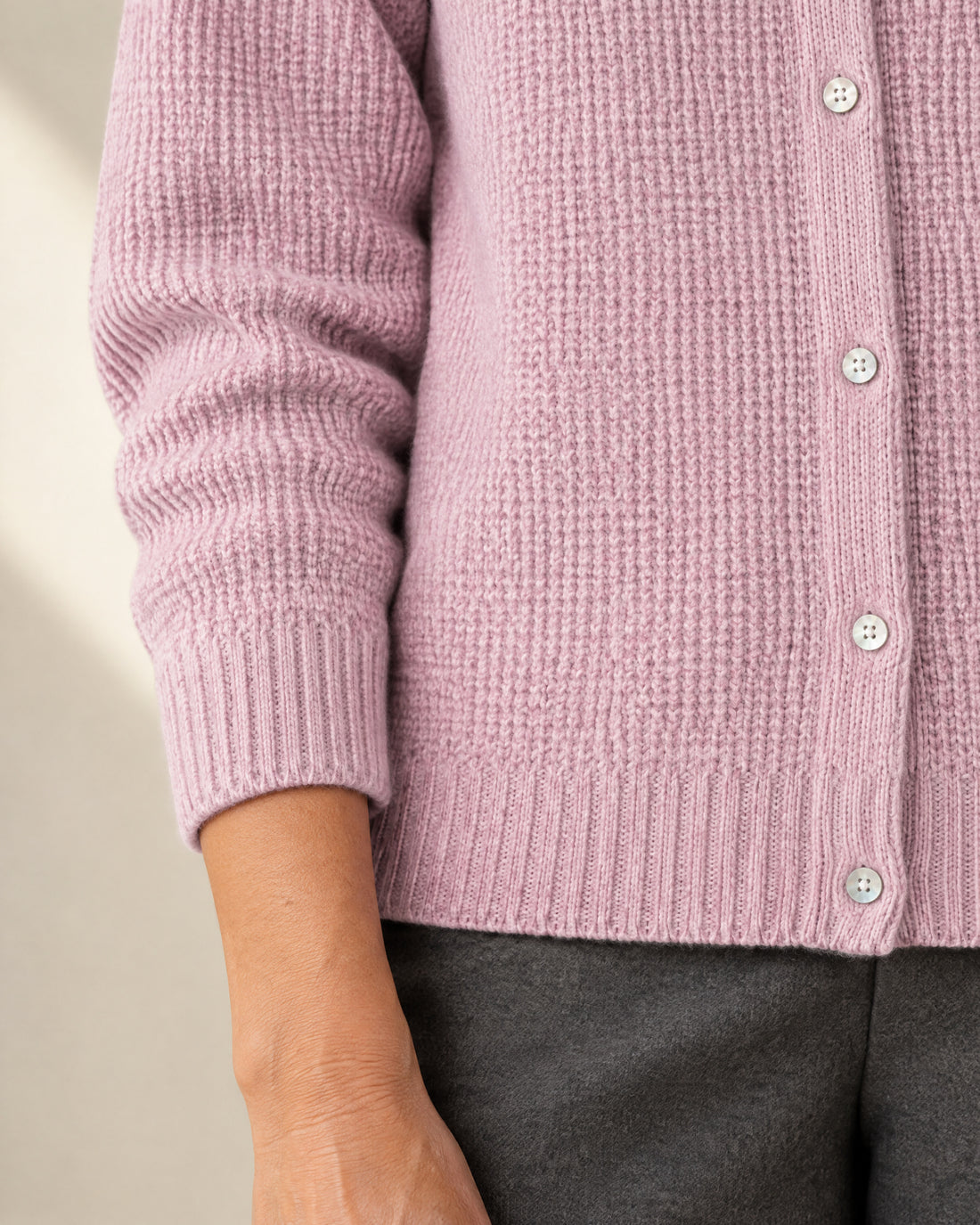 Textured Knit Button-Through Cardigan