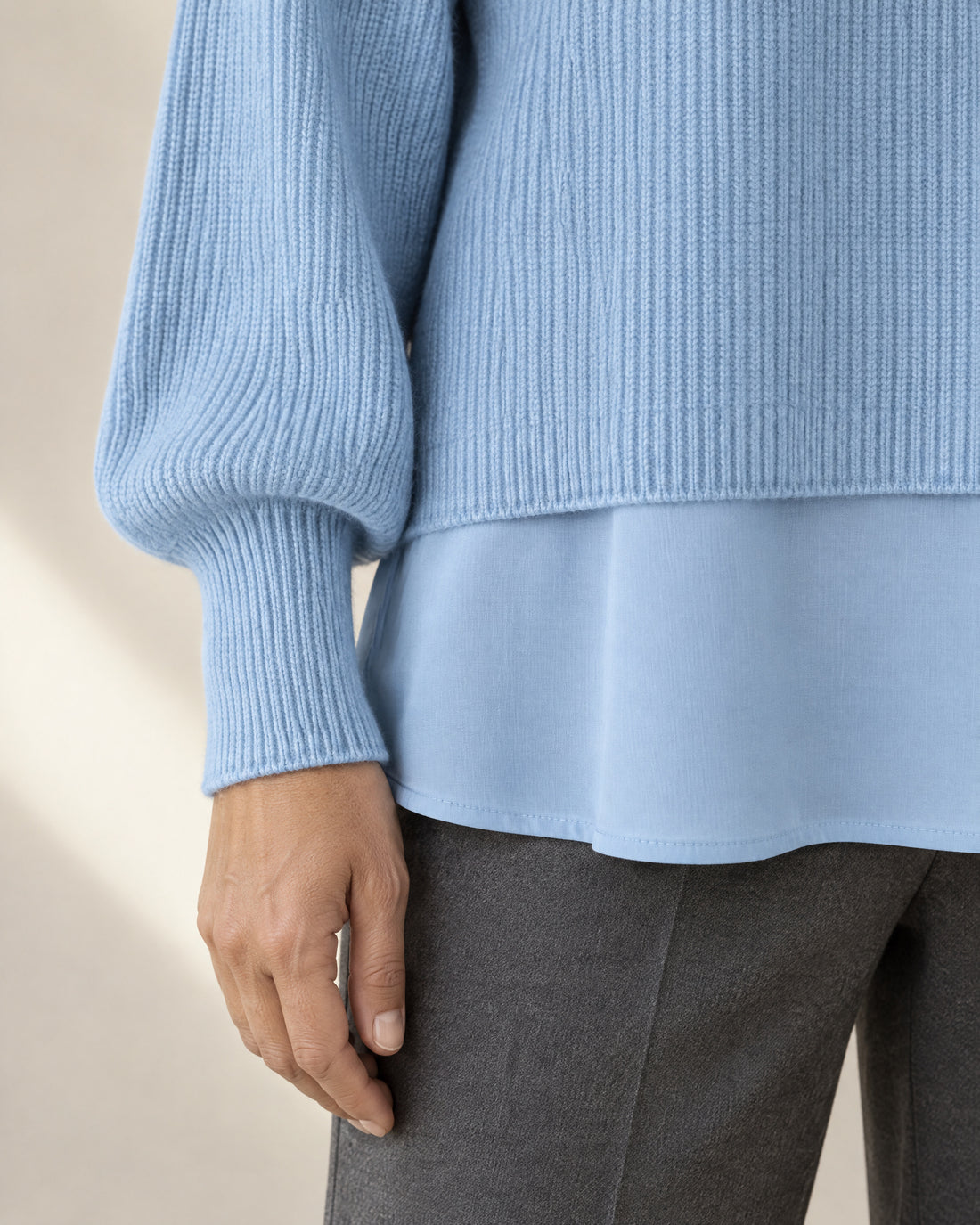 Shirt-Hem Layered Jumper