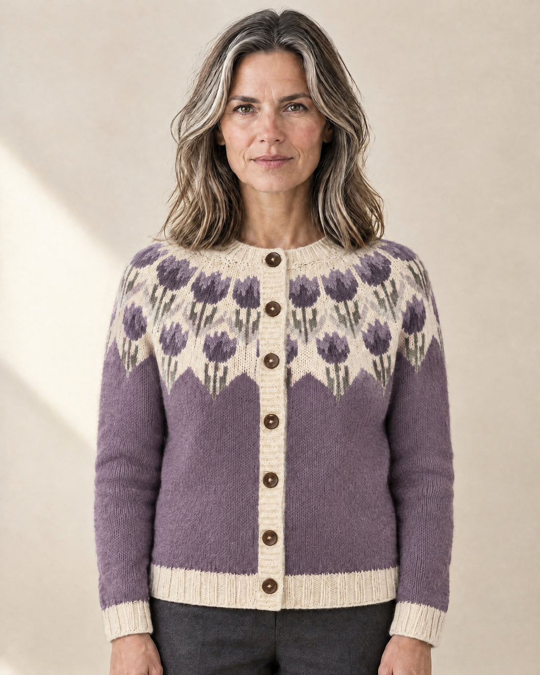 Floral Yoke Button Cardigan