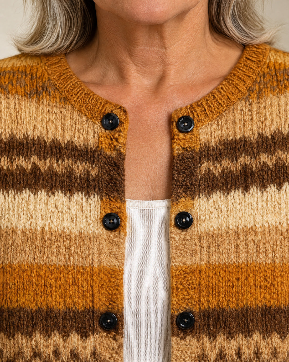 Tonal Stripe Crew Neck Cardigan