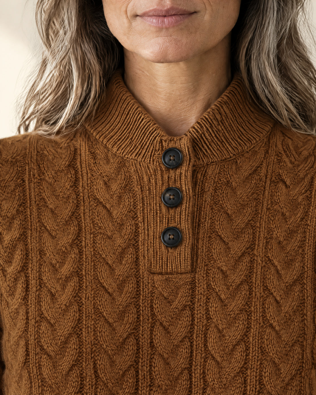 Cable Knit Stand Collar Jumper