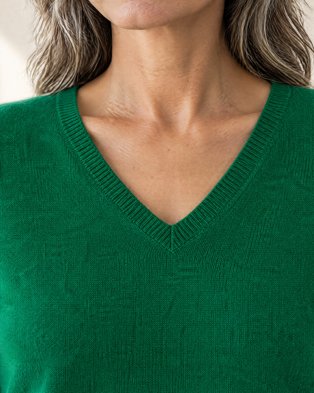 Fine-Knit V-Neck Jumper