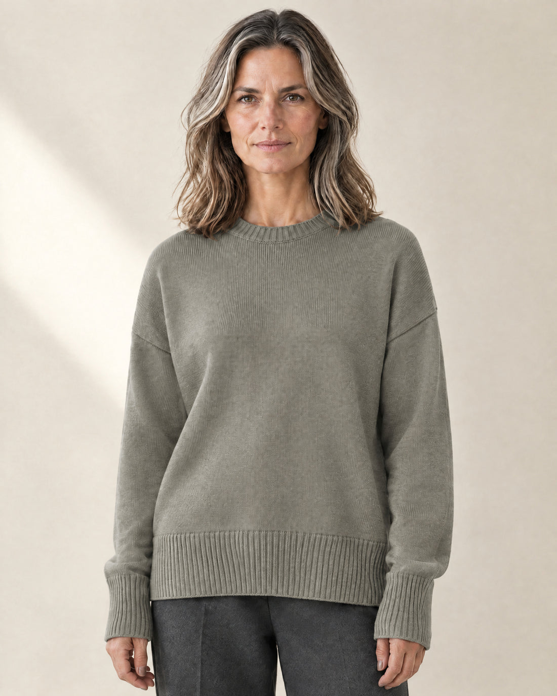 Drop-Shoulder Crew Neck Jumper