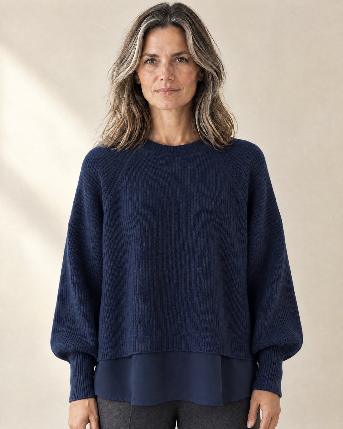 Shirt-Hem Layered Jumper
