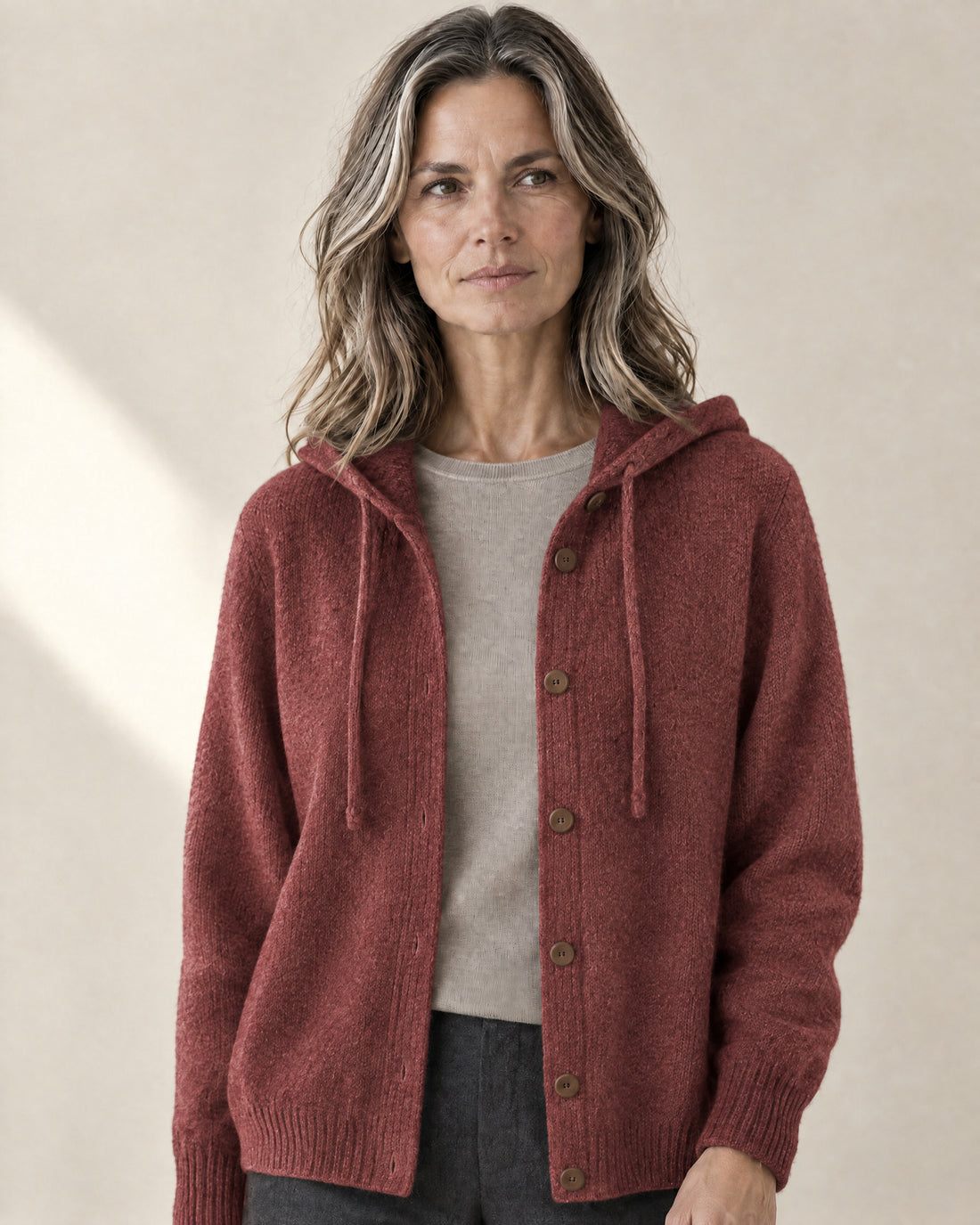 Hooded Button-Through Cardigan