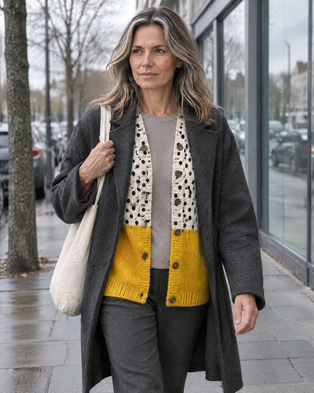 Polka Dot Colour-Block Cardigan