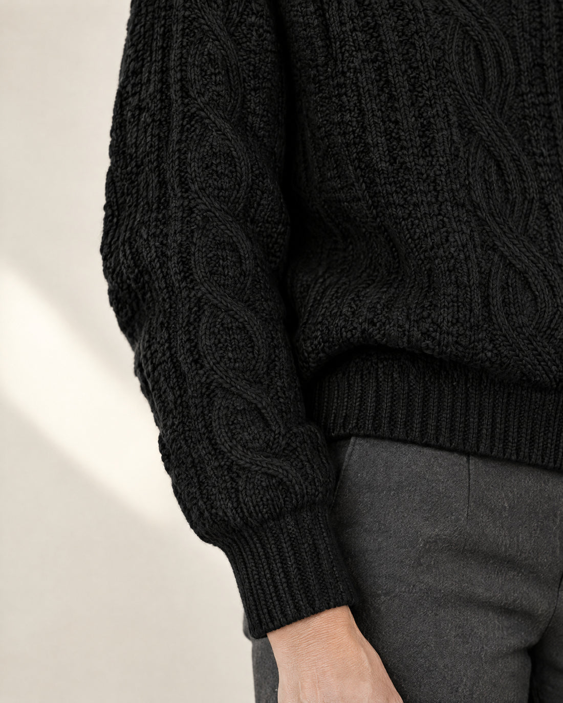 Chunky Cable Knit Mock Neck Jumper